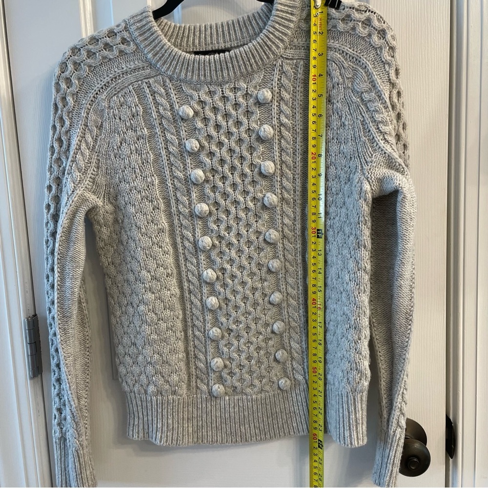 J Crew Gray Pom Pom Wool Blend Sweater Sz XS - Picture 5 of 9